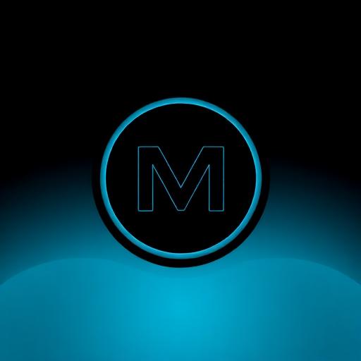 Stylized user avatar in cold blue-cyan tones. Abstract face or initials in circle. Material Design style. Sizes: 80x80px (round).